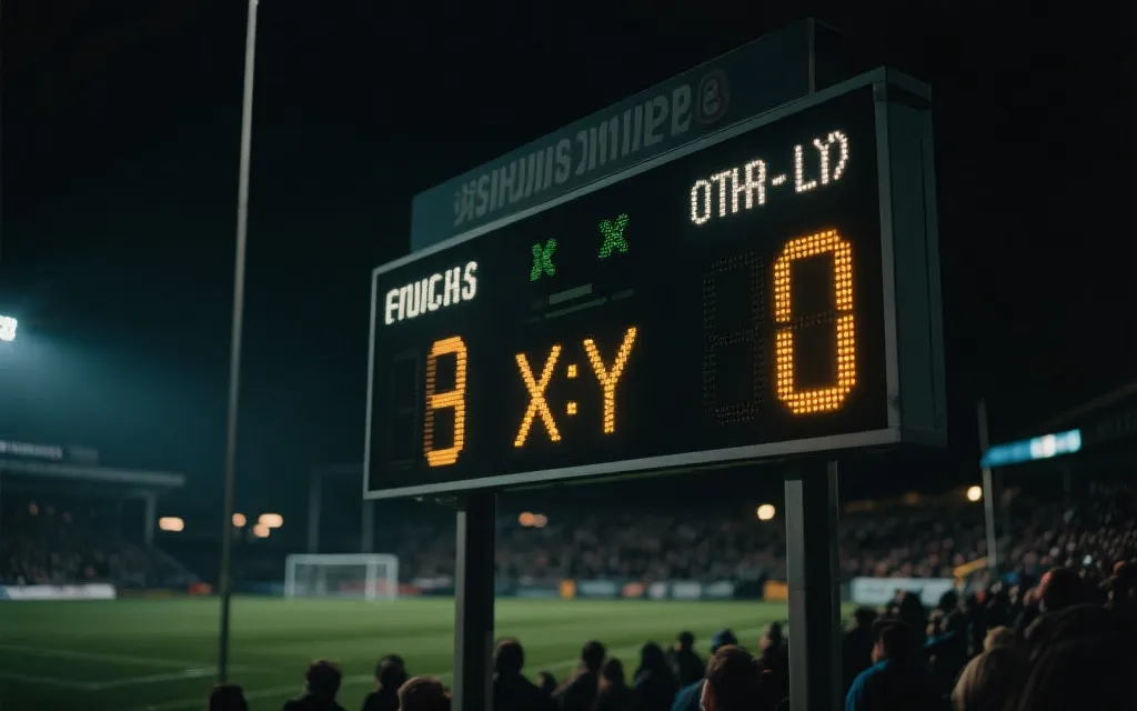 球场夜景与比分板特写占位